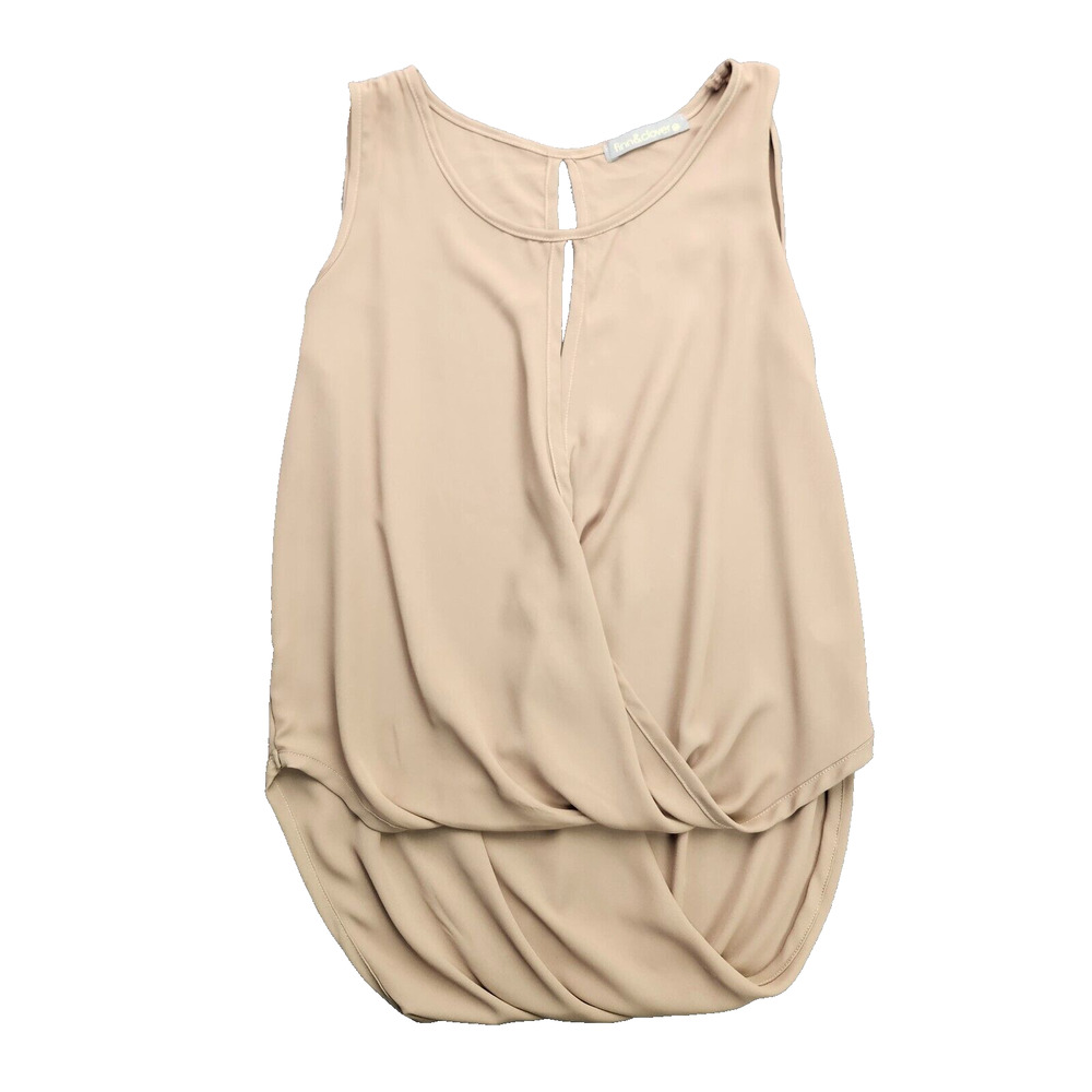 finn & clover Beige Sleeveless Drape Front Blouse M